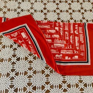Vintage Red Renault Vehicles Industrialist Scarf – Rolled Edges